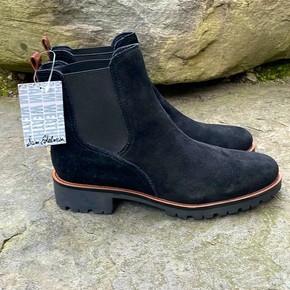 SAM EDELMAN BLACK SUEDE WATERPROOF SLIP ON ANKLE BOOTS - 9.5 - NWT ! - Picture 7 of 12